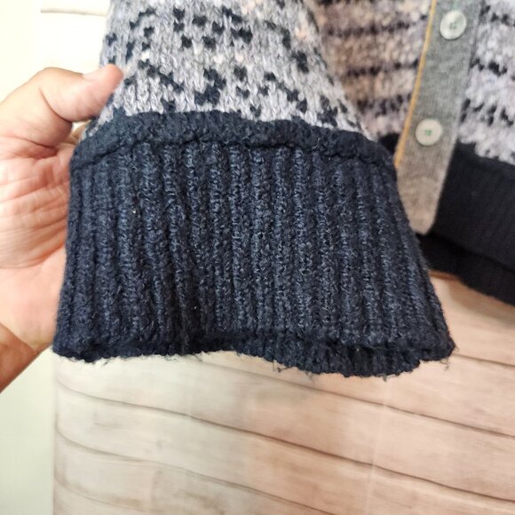 Anthropologie Pilcro Mash Up Cardigan Sweater Mixed Print 3 Button Womens Size L - Picture 5 of 16